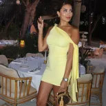 Fashionable Solid Color Ruched Bodycon Dress Off Shoulder Tie Detail Casual Style Perfect for Da