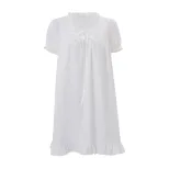 French Style Loose Fit Short Sleeve Dress with Ruffle Trim Elegant Versatile Summer Fashion Whol