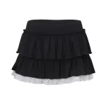 Pleated Ruffle Lace Color Block Midi Skirt Sweet and Spicy Style Spring Summer Collection Wholes