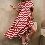 Floral Print Loose Fit Puff Sleeve Dress Casual Style Comfortable Fabric Perfect for Summer Read