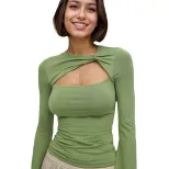 Womens Hollow Out Layered T Shirt Slim Fit Trendy Style Spring Summer Wholesale Available custom