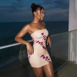 Bodycon Strapless Backless Mini Dress for Women Slim Fit Summer Fashion Available in Pink Wholesale Sizes S to L