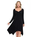 Casual High Waisted Midi Dress Simple Design Irregular Hem Versatile for Spring Summer Perfect f