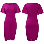 Plus Size Womens Dress Ruffle Sleeve Fashionable Split Hem Summer Style Perfect for Casual or Fo