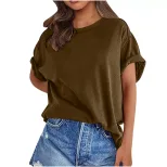 Mens Casual Short Sleeve T Shirt Solid Color Round Neck Loose Fit Plus Size Summer Activewear Wh