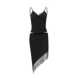Womens Spring Set Sexy Solid Color Cami Top with Irregular Hem Skirt Stylish Casual Wear Wholesa
