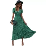 Floral Print V Neck Short Sleeve Wrap Dress Casual Elegant Comfortable Perfect for Parties and G