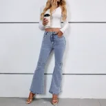 Casual Vintage Flare Stretch Denim Pants for Women Versatile Fit Comfortable Fabric Retro Style