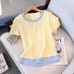 Womens Vintage Style Long Sleeve T Shirt with Checkered Design Casual Layering Top for Spring and Autumn Wholesale