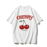 Womens Cotton T Shirt Loose Fit Round Neck Letter Print Summer Casual Wear Wholesale Available