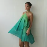 Summer Womens Fashion Dress Halter Neck Backless Bodycon Fit Gradient Color Perfect for Parties