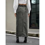 Vintage Inspired Denim Skirt Multi Button Design Trendy Style Casual Wear Ready to Ship Low MOQ