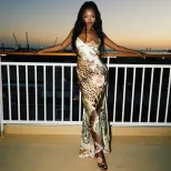 Summer Womens Bodycon Dress Sexy Backless Design Unique Print Spaghetti Straps Perfect for Parti