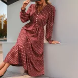 Long Sleeve Printed Maxi Dress Fashionable Design Autumn Style Comfortable Fit Wholesale Availab