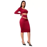 Wine Red One Shoulder Midi Dress Elegant Design Spring Summer Collection Perfect for Parties Who