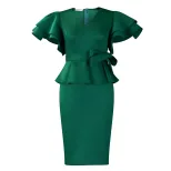 Elegant Ruffle Hem Bodycon Dress Solid Color Chic Design Perfect for Parties Wholesale Available