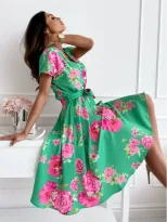 Casual Summer Dress Lightweight Fabric Floral Print Sleeveless Perfect for Beach or Party Ready