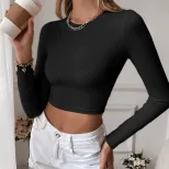 Womens Casual Knit Long Sleeve T Shirt Slim Fit Sexy Backless Design Comfortable Fabric Perfect