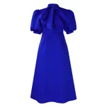 Summer Womens Short Sleeve Bow Tie A Line Party Dress Elegant Design Comfortable Fabric Versatil