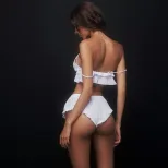 Summer Two Piece Set Ruffled Edge Sleeveless Top and Shorts Casual Loungewear or Sleepwear Whole