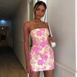 Summer Womens Bodycon Dress Off Shoulder Sexy Rose Print Sleeveless Perfect for Parties and Even