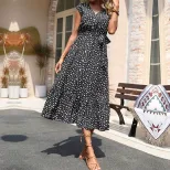 Summer Floral Print Black Sleeveless Dress Elegant Design Comfortable Fabric Versatile Style Who