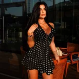 A Line Dress Slimming Floral Print Deep V Neck Casual Halter Waist Defined Perfect for Summer Ou