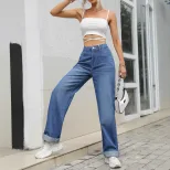 Casual Straight Leg Denim Jeans Versatile Comfortable Stylish Everyday Wear Wholesale Available