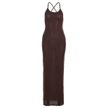 Womens Casual Solid Color Backless Cami Dress Lightweight Comfortable Fit Spring Summer Wear