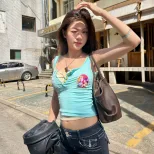 欧美风女装2026夏季新款美式辣妹个性街头印花吊带百搭上衣两件套