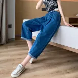 欧洲站香蕉裤女 2023新款薄款高腰宽松显瘦九分老爹休闲阔腿裤潮