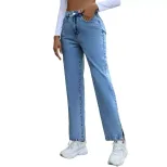 High Waisted Straight Leg Jeans for Women Trendy Style Versatile Design Comfortable Fit Wholesal
