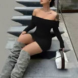 Off Shoulder Bodycon Dress High Waist Sexy Fit Spring Summer Style Perfect for Parties and Night
