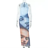 Fashionable Womens Bodycon Dress Sexy Floral Print Halter Neck Backless Design Perfect for Parti