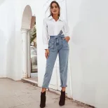 High Waisted Straight Leg Jeans Slim Fit Casual Style Trendy Design Perfect for Everyday Wear Wh