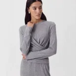 Womens Soft Modal Two Piece Set Casual Tie Waist Top and Cuffed Pants Spring and Autumn Fashion