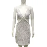 Sequin Hollow Out Sexy Fashion Cami Dress Summer Rhinestone Chain Detail Elegant Evening Wear Wh