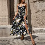 Floral Maxi Dress Elegant Casual Sleeveless Lightweight Fabric Perfect for Vacation or Summer Ev
