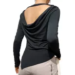 Womens Long Sleeve Solid Color Top Slim Fit Irregular Split Design Spring Summer Casual Wear Who