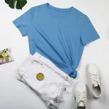 Womens Basic Round Neck Short Sleeve T Shirt 100 Cotton Solid Color Summer Style Wholesale Avail