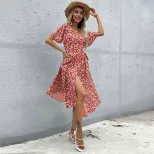 Floral Print Midi Dress Slim Fit French Country Style Spring Summer Wholesale Available custom p