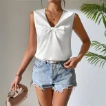 Womens Casual Sleeveless T Shirt Versatile Minimalist Design Spring Summer Fashion Perfect for W