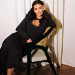 Slim Fit High Stretch Elegant Long Sleeve Dress with Hollow Chest Design and Shoulder Pads Penci