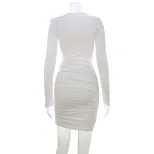 Fashionable Hollow Out Bodycon Dress Elegant Pleated Design Chic Evening Wear Wholesale Availabl