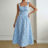 Floral A Line Dress Sweet and Fresh Design Sleeveless Waist Defined Summer Style Wholesale Avail