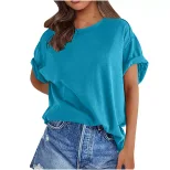 Mens Casual Short Sleeve T Shirt Solid Color Round Neck Loose Fit Plus Size Summer Activewear Wh
