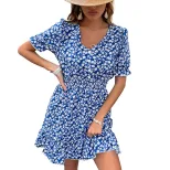 Floral Print Short Sleeve Mini Dress Fresh Country Style Summer Fashion Perfect for Casual Outin