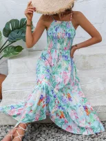 Floral Print Maxi Dress Casual Style Elegant Vibes Sleeveless Lightweight Fabric Perfect for Sum