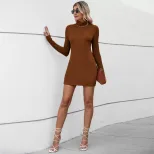 Knit High Neck Backless Dress Elegant Commuter Style Sexy Silhouette Comfortable Fabric Perfect