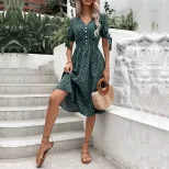 Summer Leopard Print Dress Slim Fit Short Sleeve Casual Style Perfect for Parties or Everyday We